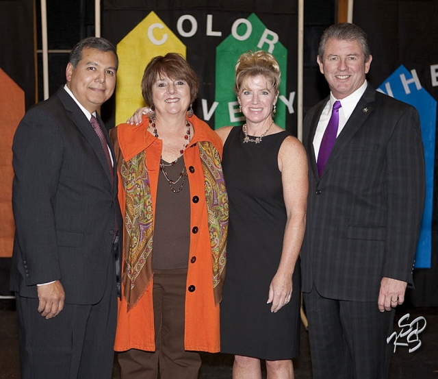 (l-r) Fillmore Fire Chief Rigo Landeros, County Supervisor Kathy Long, Fillmore Police Chief Monica McGrath
and Ventura Sheriff Geoff Dean.