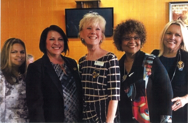 Pictured left to right are Camino Real Region Incoming District Director 1 Ari Larson, Governor Elect Ana Marie LeNoue, SI of Fillmore President Jane David, Governor Ginger Cole and District Director 1 Sharon Jones.