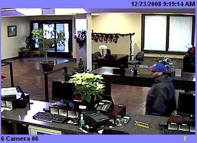 WANTED: Hispanic male, unshaven, mid-to-late 20’s. (Photo #1 - Suspect entering bank).

Ventura County Crime Stoppers will pay up to $1,000 reward for information, which leads to the arrest and criminal complaint against the person(s) responsible for this crime.  The caller may remain anonymous.  The call is not recorded.  Call Crime Stoppers at (805) 494-TALK (Thousand Oaks / Moorpark) or (805) 385-TALK (Camarillo / Oxnard / Port Hueneme). Or call the Fillmore Police Department at (805) 524-2233.