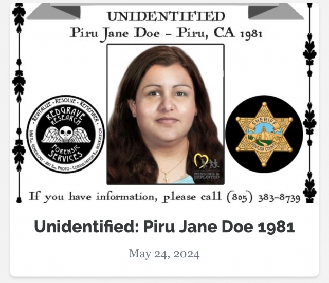 The featured reconstruction is an artist’s rendering of what the Jane Doe may have looked like. Photo credit https://www.missingkids.org/poster/NCMU/1101902/1.
