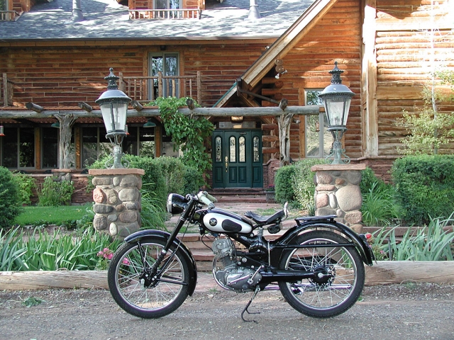 A vintage Honda motorcycle.