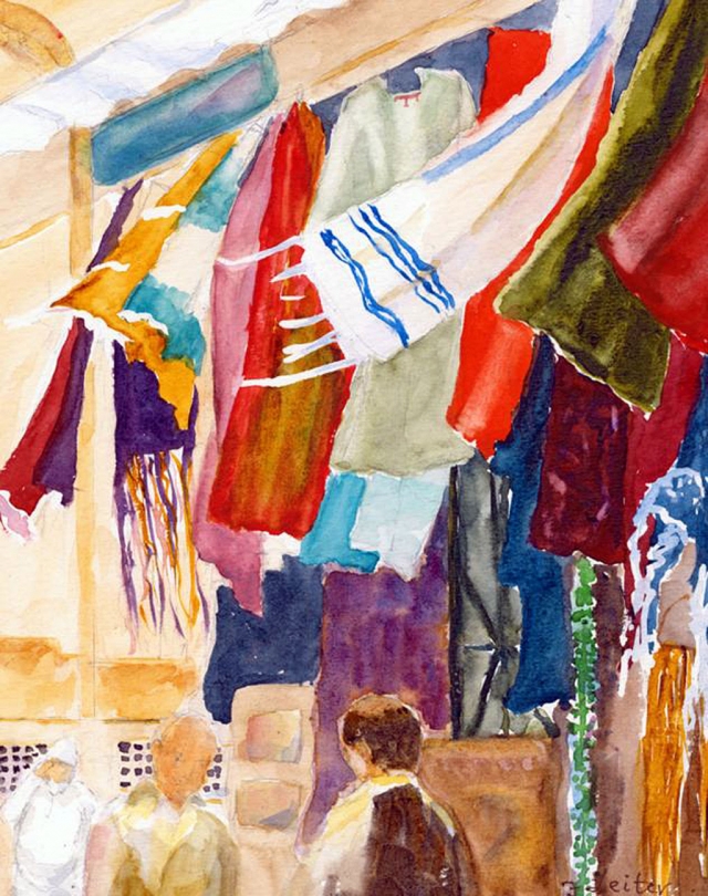Windy Bazaar, watercolor by Fredda Leiter