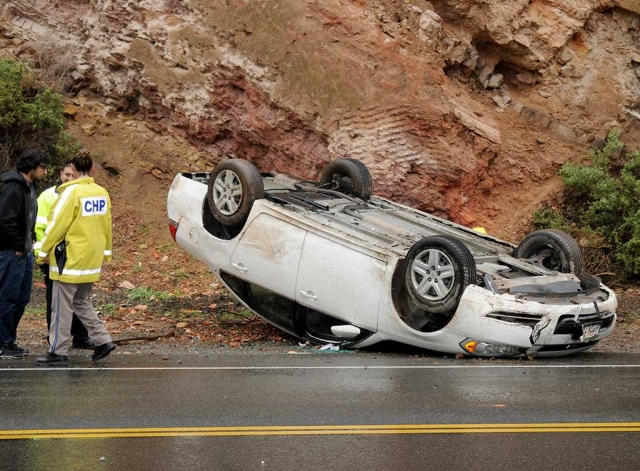 On Tuesday, February 21, a single vehicle accident occurred on Highway 23 in Grimes Canyon near the rock quarry. The male driver of a northbound car apparently misadjusted his vehicle in a turn which caused a complete turnover. The driver was able to crawl out from under his car and appeared to be uninjured. His vehicle suffered total damage.
