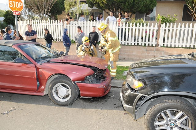 A car parked on Sespe Avenue Sunday was struck by an eastbound car at approximately 1 p.m. Moderate damage was done to both vehicles. 