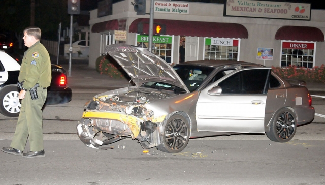 At approximately 9 p.m. Saturday, the Fillmore Sheriff’s Department and Fillmore Fire Department responded to a 3 car collision at the intersection of Highway 126 (Ventura Street) and Olive Street. A Nissan Senata driven by Luis Felipe Torres, 21, of Santa Clarita was westbound on Ventura Street and attempted a turn during a yellow light.