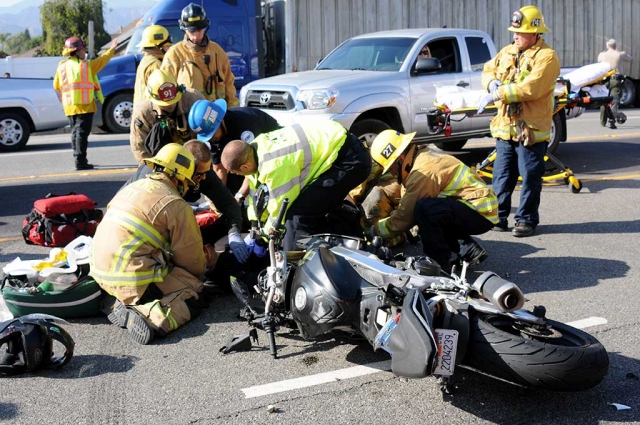 A motorcycle vs truck took place on Friday, June 2, 2017 at 5:15pm in the 1000 block of Ventura Street (SR126). The motorcycle driver was taken to an area hospital by ambulance with head injuries and a possible broken wrist. No other drivers were injured.