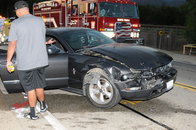 A three-car accident occured on Old Telegraph Rd. at Grand Avenue on Thursday, September 3rd, 7:05pm. All three cars were heading east on Old Telegraph. It appears the Escalade was making a left-hand turn and was rear-eneded by the Altima, with the Mustang rear-ending the Altima in the chain reaction. No injuries were reported.