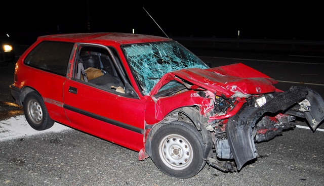 Massive damage was done to the car. 