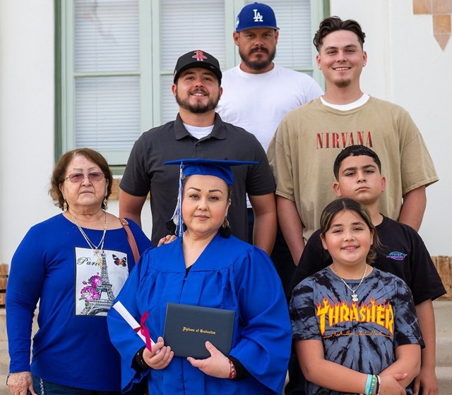 Emma Maldonado with family after her graduation ceremony.