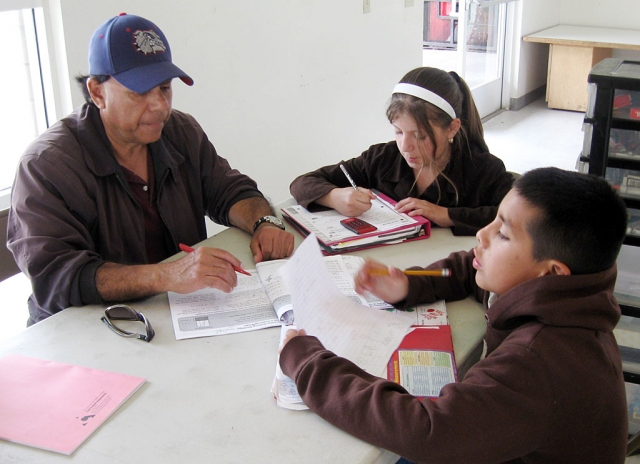 Mr. Alcozar helping students at Rancho Sespe.
