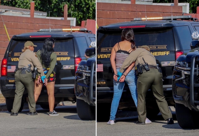 On Monday, October 10th, 2022, at 2:50pm, Fillmore Police were seen at Sierra Vista / El Paseo Street, on a stolen vehicle call. One female suspect ran from police and deputies were able to get her in custody near the Grocery Outlet at Ventura and C Street. Sheriff's K-9 unit was seen near the area, tracking one of the suspects. The second female was taken into custody at the scene—two arrests were made as of 3:20pm. Photo credit Angel Esquivel--AE News.