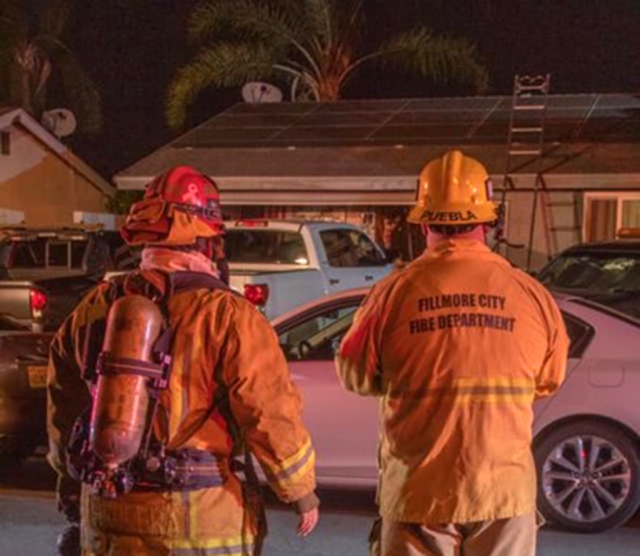 On February 6th, 2022, at 7:25pm, Fillmore City Fire Department and Ventura County Fire were dispatched to a reported structure fire in the 900 block of Erskine Lane, Fillmore. Arriving fire crews reported smoke showing from the attic. Firefighters investigated and found a small fire in the attic where plumbing was taking place. It was quickly extinguished; no injuries were reported at the scene. Photo credit Angel Esquivel-AE News.