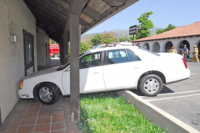 At approximately noon on March 20th, 2008, a passenger vehicle struck a wall at Santa Barbara Bank and Trust. The Fillmore Fire Department responded. No injuries were reported.