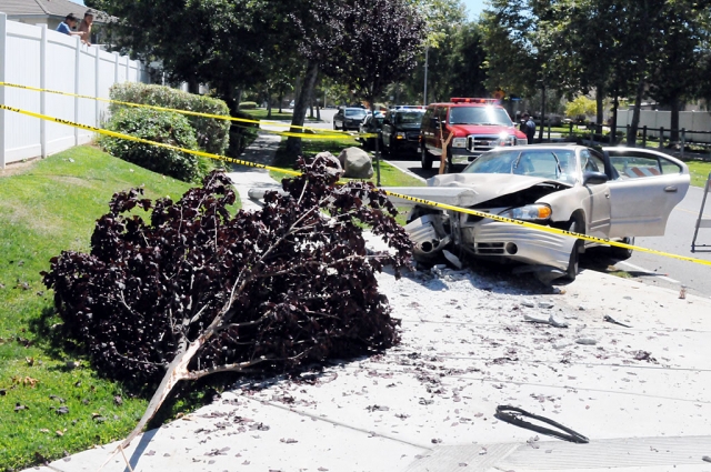 On Monday, July 18, at approximately 2:30 p.m., Gladys Garcia, 32, was driving a gold Pontiac Grand Am northbound on Goodenough Road, south of Arrasmith Lane at approximately 35 mph. Garcia allegedly nodded off and drove northeast off the road and collided with a tree and a light pole.