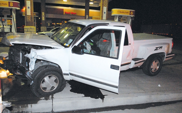 The driver of the pickup, with two young children, appeared unhurt. Cause of the accident remains uncertain at press time.