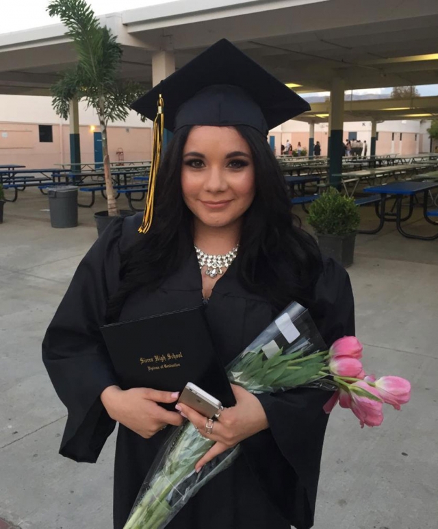 Sierra High School Graduate Jazmin Nungaray with Community Educational Scholarship for $500.