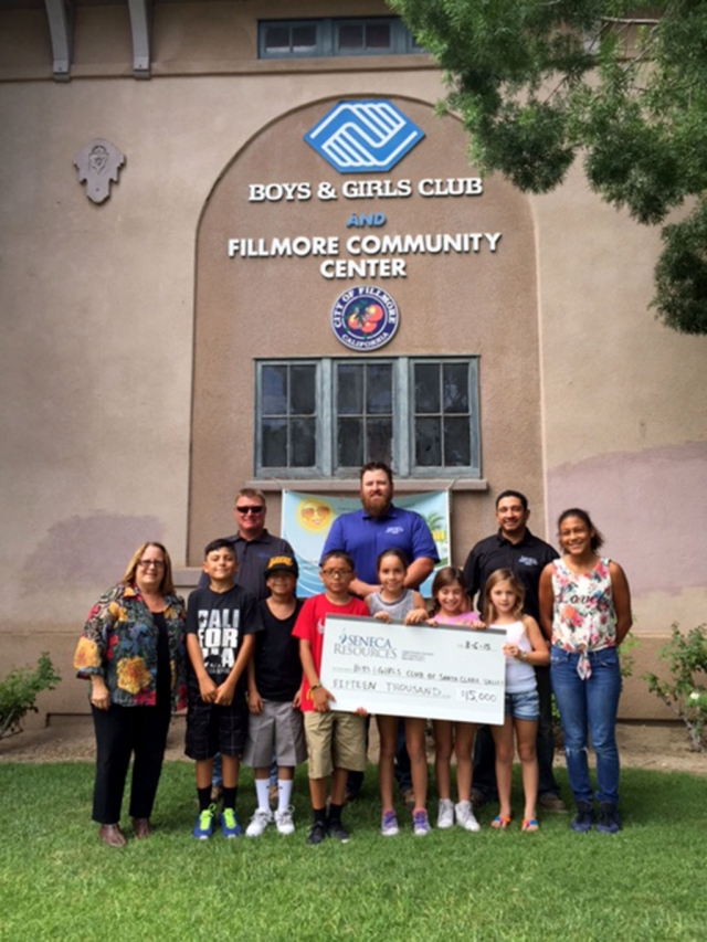 Chris McDermot, Luke Faith and Joey Salazar from Seneca Resources presenting the Boys & Girls Club of Santa Clara Valley $15,000 for their STEM programs. Thank you Seneca Resources!!