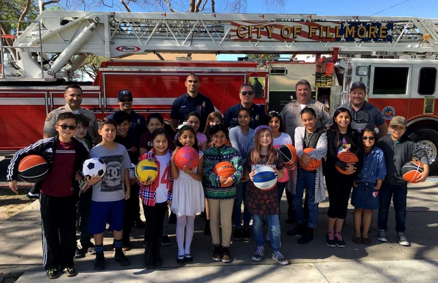 Pictured are the members of the San Cayetano ASB-Student Council, representatives from the Fillmore Fire Department , Fillmore Unified School District SRO Ismael Ruvalcaba, Fillmore Unified School District board member Scott Beylik and Fillmore Police Chief Dave Wareham.