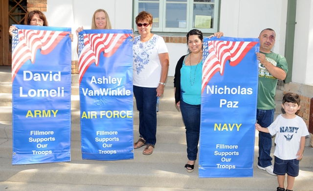 On July 24, 2013 three Military Banners were installed. David Lomeli (Army), Ashley VanWinkle (Airforce), Nicholas Paz (Navy). If you have a family member in the military and would like to have a banner installed please contact Virginia De La Piedra for infomration.
