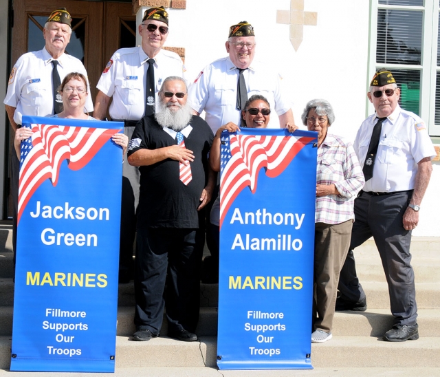 On Tuesday, September 25th at 10am on the front steps of the Fillmore Unified School District Office new military banners were presented to the families of US Marines Anthony Alamillo and Jackson Green for their service.