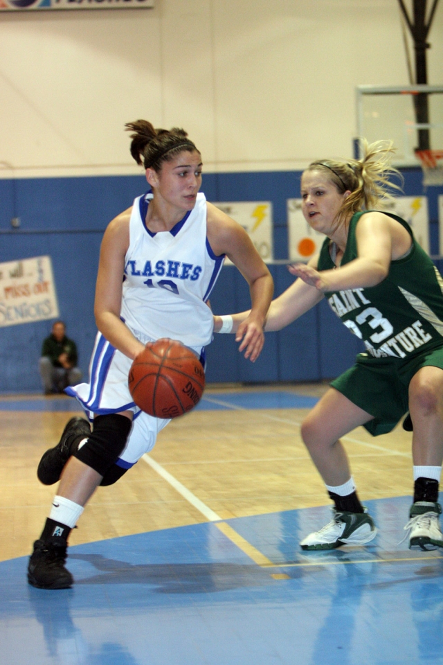 Aimee Orozco dribbles around St. Bonaventure’s Defense. The Lady Flashes beat St. Bonaventure 79-44. Fillmore will go on to play Santa Ynez tonight, Thursday at Fillmore, 7:30 pm.