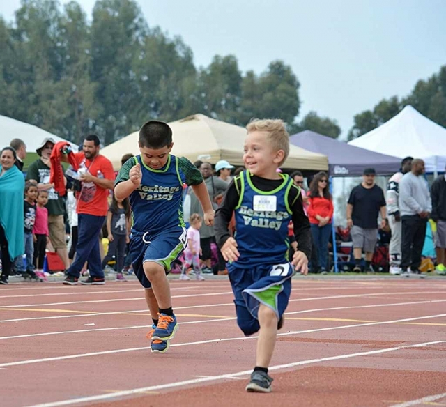 Luis Mora (left) Myles Wadsworth (right) gremlin boys during Oxnard meet.