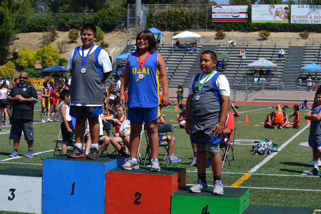 (l-r) Enrique Mora 1st place shotput, 4th Place Noah Campbell shotput