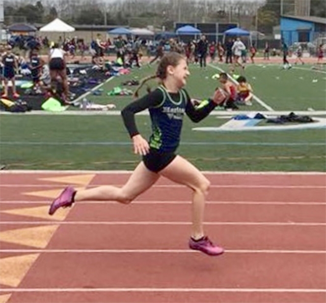 Sprinter Leah Barragan broke 9-10 girls 200m record at VCYTC Championships; 29.44. Photos courtesy Jared Perez.