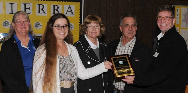 Fillmore Rotary Club accepting their plaque for their contributions and support.