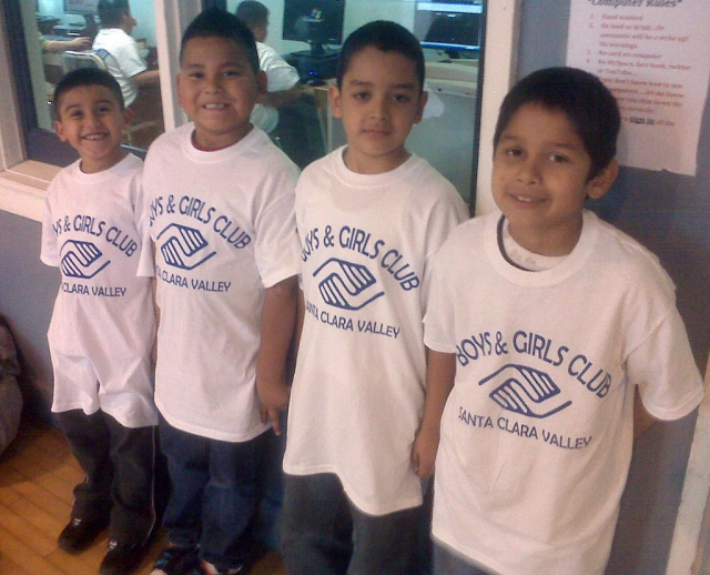 Photo Caption: Club members proudly show off their new tee shirts.