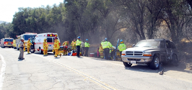 At least two ambulances also responded to the accident scene.