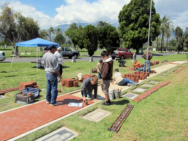 The Red Granite monument will be installed at the base of the flagpole next month. The project will then be completed and ready for the Memorial Day services on May 30th. In an effort to earn the rank of Eagle, Sean Chandler, Troop 406, began work on his community service project of constructing a Walk of Honor at Bardsdale Cemetery last year.