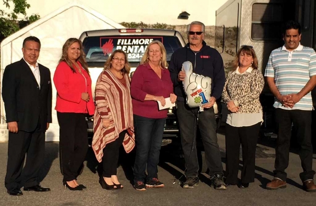 Lifetime Achievement Business, Fillmore Rentals. Congratulations to Jim and Kathy LeBard owners of Fillmore Rentals on being named the recipients of the Lifetime Achievement Business from the Fillmore Chamber of Commerce. Pictured (l-r) Martin Guerrero, Ari Larson, Irma Magana, Kathy LeBard, Jim LeBard, Linda Vazquez and Ralph Jimenez.