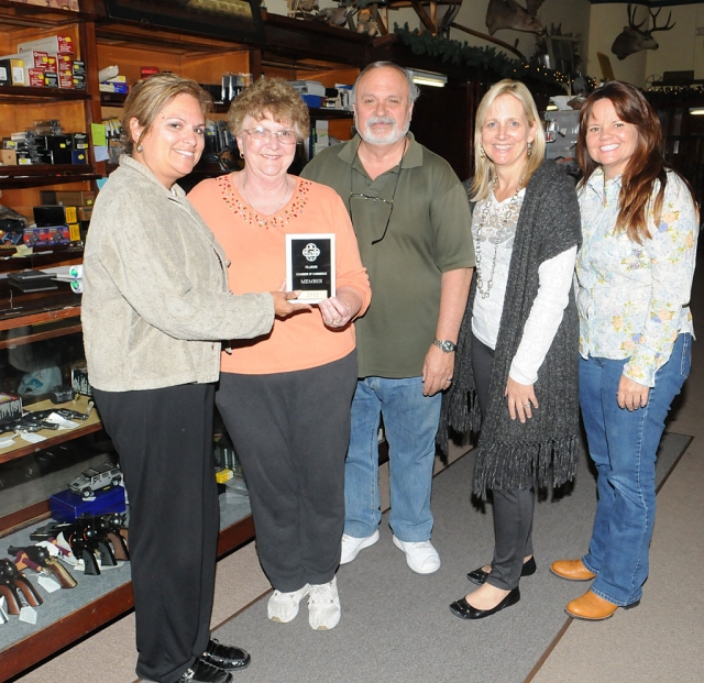 Edisons Up in Arms received a plaque from The Fillmore Chamber of Commerce. Pictured (l-r) Ari Larson, Shirley and Ed Edison, Tammy Hobson, and Cindy Jackson.