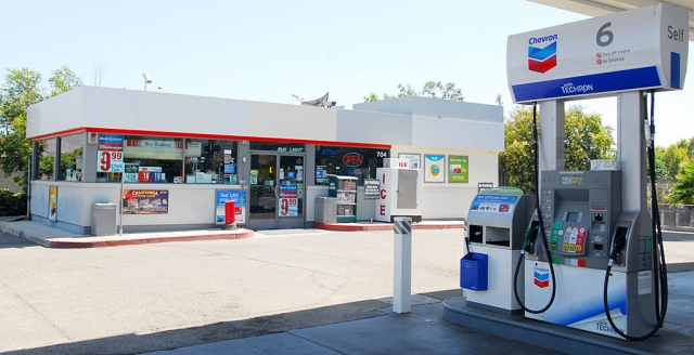 Fillmore Chevron gas station, 704 Ventura St., Fillmore, CA. (corner of A Street and Hwy. 126)