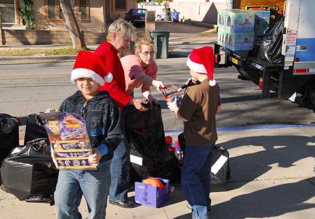 Not so-secret-Santa Linda Miller (not pictured) donated gifts for every child at San Cayetano Elementary again this year. Miller heads the Support the Kids Foundation.