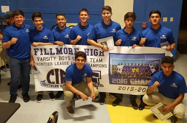 A special CIF Championship banner was made to honor the accomplishments of last year's 2015-2016 Flashes Boys Soccer Team