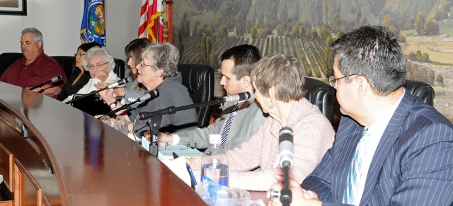 Fillmore Senior Center Board members join Fillmore City Council members at the dias.