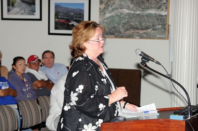 Fillmore resident Joan Archer took Fillmore City Manager Yvonne Quiring to task at Tuesday’s City Council meeting. Archer found serious problems with Quiring’s handling of employee layoffs in that Quiring could not account for any savings to the city in hiring temporary and contract substitute workers.
