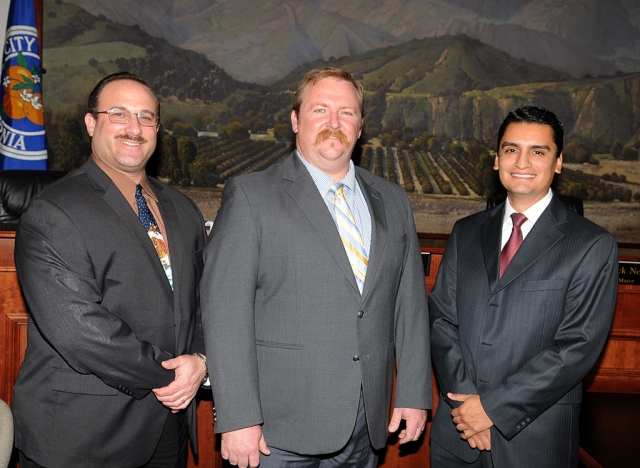 At Tuesday night’s Council meeting the new council was sworn in. (l-r) Councilmember Doug Tucker, Mayor Rick Neal, and Mayor Pro-Tem Manuel Minjares.