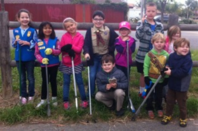 Pictured are members from Fillmore’s Girl Scout Daisy Troop 60653 and Boy Scout Troop 3400 (and their siblings) assisting in the bike path clean up on Saturday, February 21st.