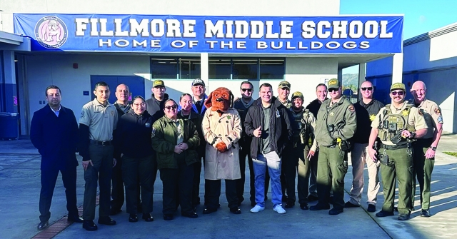 Fillmore Middle School hosted a “Coffee & Donuts with Cops” event on Wednesday, February 7th. Everyone enjoyed getting to know and thank our Fillmore local law enforcement. Photo courtesy Rio Vista blog; https://www.blog.fillmoreusd.org/rio-vista-roadrunners. “After numerous days of rain, the sun came out to say hello, and we are glad we did it! The morning of February 7th, we had the honor of hosting “Donuts with A Cop” at Fillmore Middle School. Thank you to Fillmore Middle School and staff for providing us the opportunity to continue strengthening relationships with your students and with the community. Go Bulldogs!” Courtesy https://www.instagram.com/fillmorepd/.