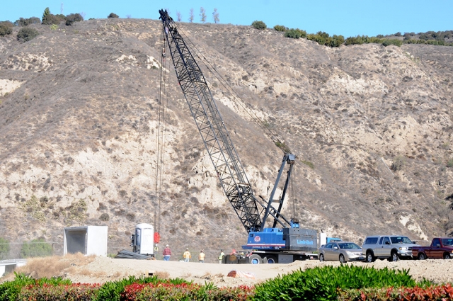 Huge concrete flood control channels are being placed to direct water into the Santa Clara River, east of El Dorado Estates. Hundreds of new homes and condominiums are scheduled to be completed in 2019.