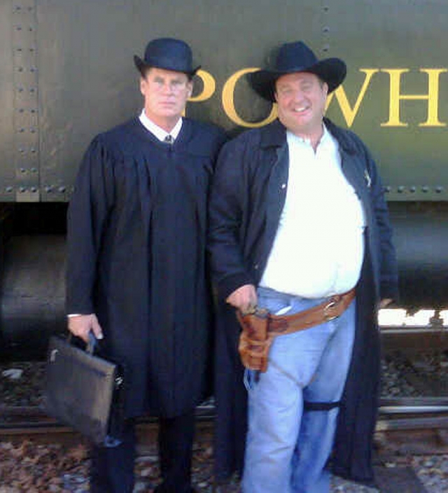 There’s a new sheriff—or two—in town! Fillmore Capt. Tim Hagel, left, and Sgt. Dave Wareham represented the local law at Fillmore & Western Railway’s Great Train Robbery. The event, hosted by the Rotary Club of Fillmore, took place on September 11th, benefitting the Boys & Girls Club of Santa Clara Valley. It was sponsored by the Ventura County Deputy Sheriff’s Association and Ventura County Deputy Sheriff’s Posse. Smile when you say that, stranger…