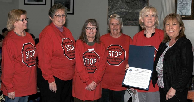 Fillmore Soroptimist club receive proclamation for its “Stop Human Trafficking and Sexual Slavery Awareness Day.”