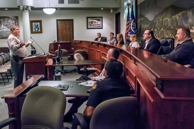 Police Chief Dave Wareham addresses city council.