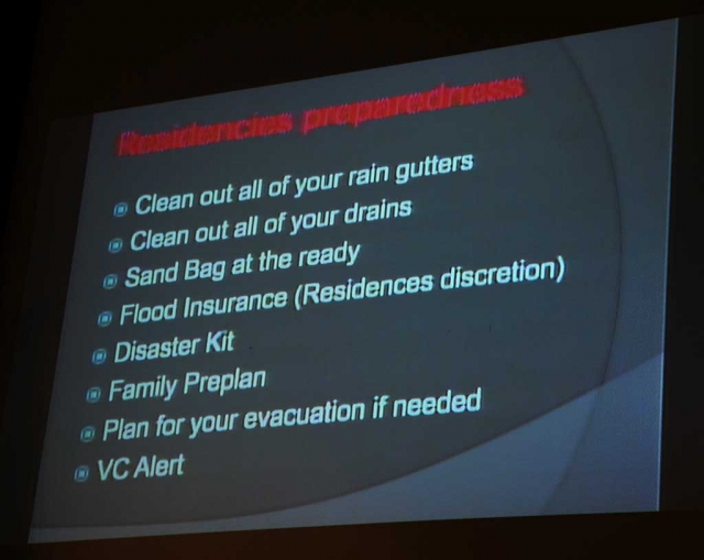 A PowerPoint presentation was shown for ‘Residencies Preparedness’ and presented by Fillmore Fire Chief Rigo
Landeros.
