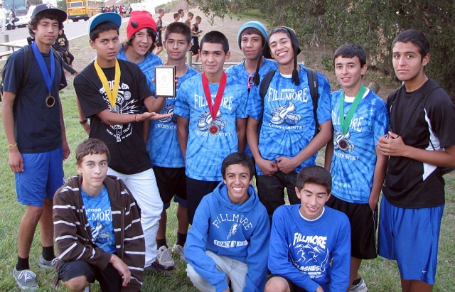 Boy’s sophomore team took second in the small school division. Pictured (l-r) top row: Jovani Oregon, Lucio Trinidad, Javier Rodriguez, Armando Vidal, Sammy Martinez, Isaac Gomez, Jonathan Minero, and David Enriquez. Bottom row: Tyler Hackworth, Anthony Meraz, and Vincent Chavez. Varsity boys, Alexander Frias, Alex Gonzalez, Jordan Mendoza, Hugo Valdovinos, Adrian Mejia, Anthony Rivas and Juan Mariscal, finished third in the Small Schools division. Freshman Boys, Nicolas Frias, Anthony Larin, Nicholas Johnson, Frank Chavez, Joseph Orozco, Ricardo Gutierrez, Adael Mejia and Khristian Felix, and Jaime Valdovinos, finished second.