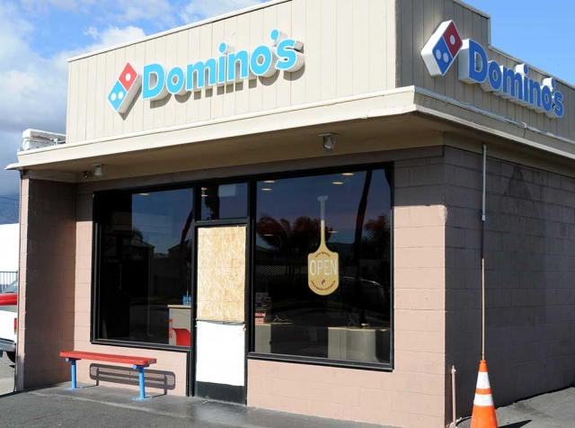 On Thursday, November 23rd at approximately 7:08pm, police received a report of a burglary at Fillmore’s Dominos Pizza located at 529 Ventura Street. The front glass door was smashed open, and no further details have been released.