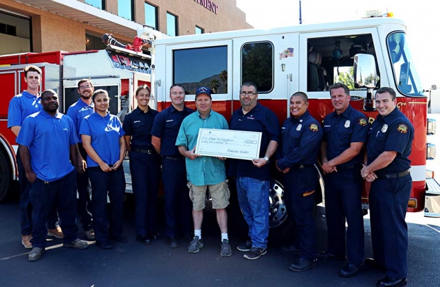 On Friday, July 28th Fillmore Fire Foundation received a donation of $2,500 from Matt Petersen and his staff from the American Water Company. Photo Courtesy of Fillmore Fire Department.